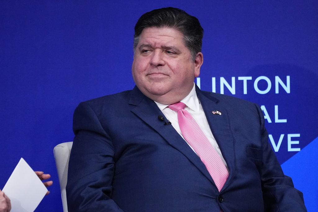 Illinois Governor J. B. Pritzker speaks during the Clinton Global Initiative (CGI) meeting at the Hilton Midtown on September 19, 2023 in New York City