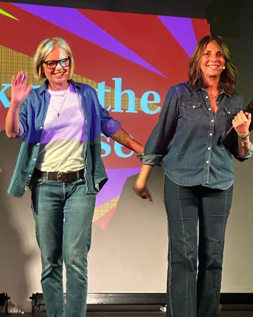 Mariella Frostrup on stage in double denim 