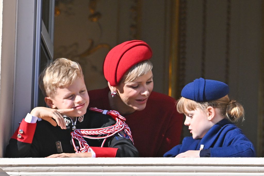 Prince Jacques of Monaco, Princess Charlene of Monaco and Princess Gabriella  of Monaco  attend the Monaco National Day 2023 