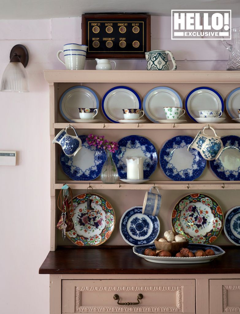 Penelope Chilvers' china cabinet at Cotswolds home