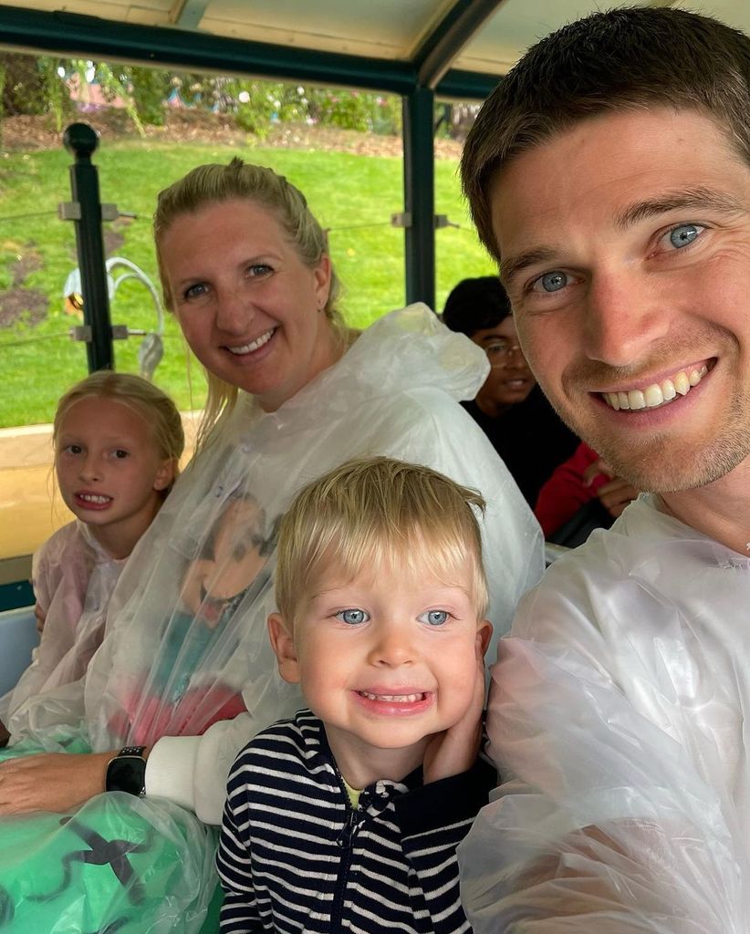 Rebecca Adlington with husband Andy Parsons and children Summer and Albie