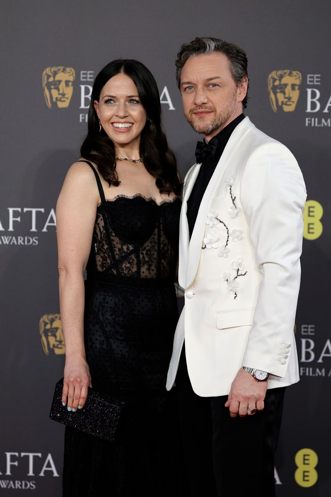 Lisa Liberati and James McAvoy attend the 2024 EE BAFTA Film Awards at The Royal Festival Hall on February 18, 2024 in London, England