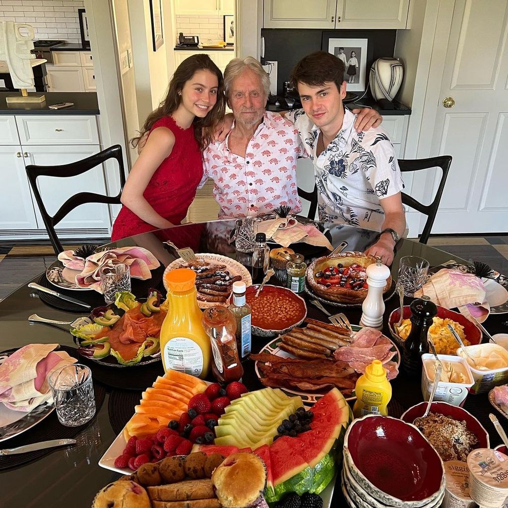 Michael Douglas with children Dylan and Carys on Father's Day