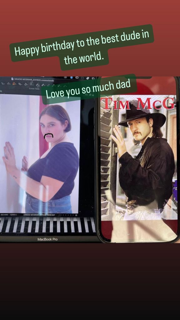 Gracie McGraw recreating dad Tim McGraw's look for a birthday tribute