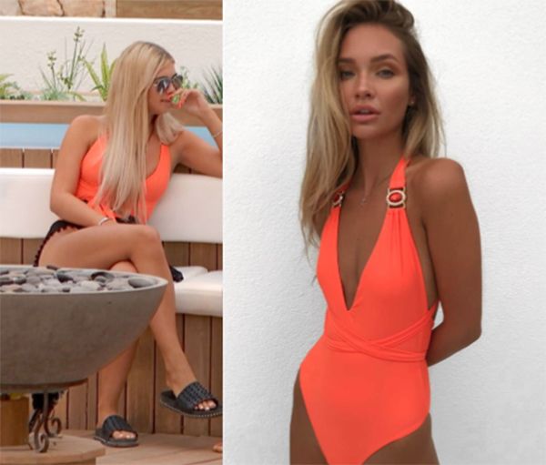 belle hassan orange swimsuit