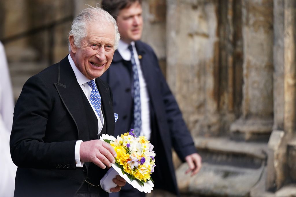 King Charles III leaves after attending the Royal Maundy Service at York Minster on April 6, 2023 in York, England.