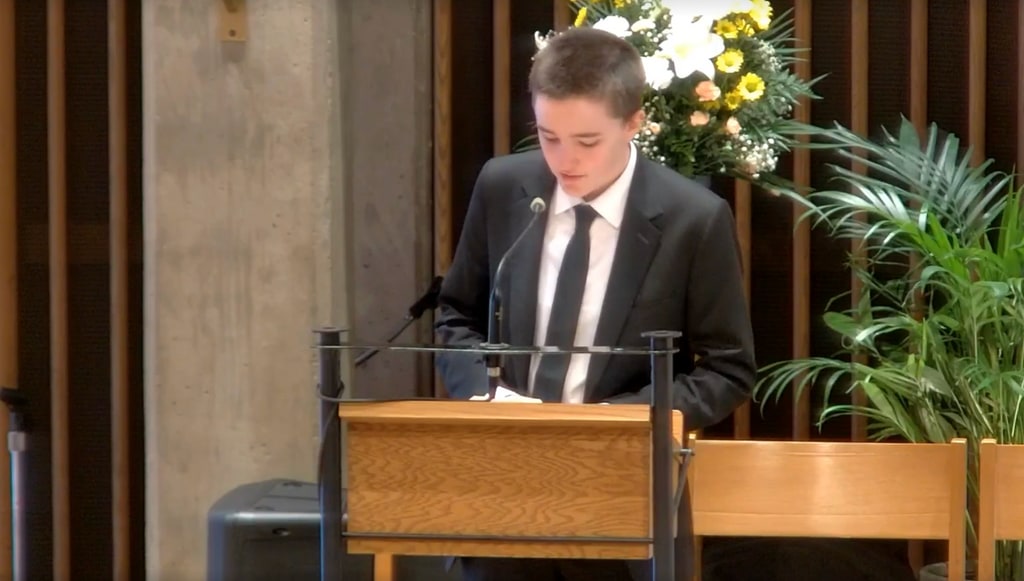 Fin Affleck reading at their grandfather's funeral 