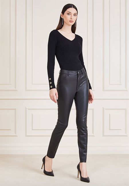 guess leather look trousers