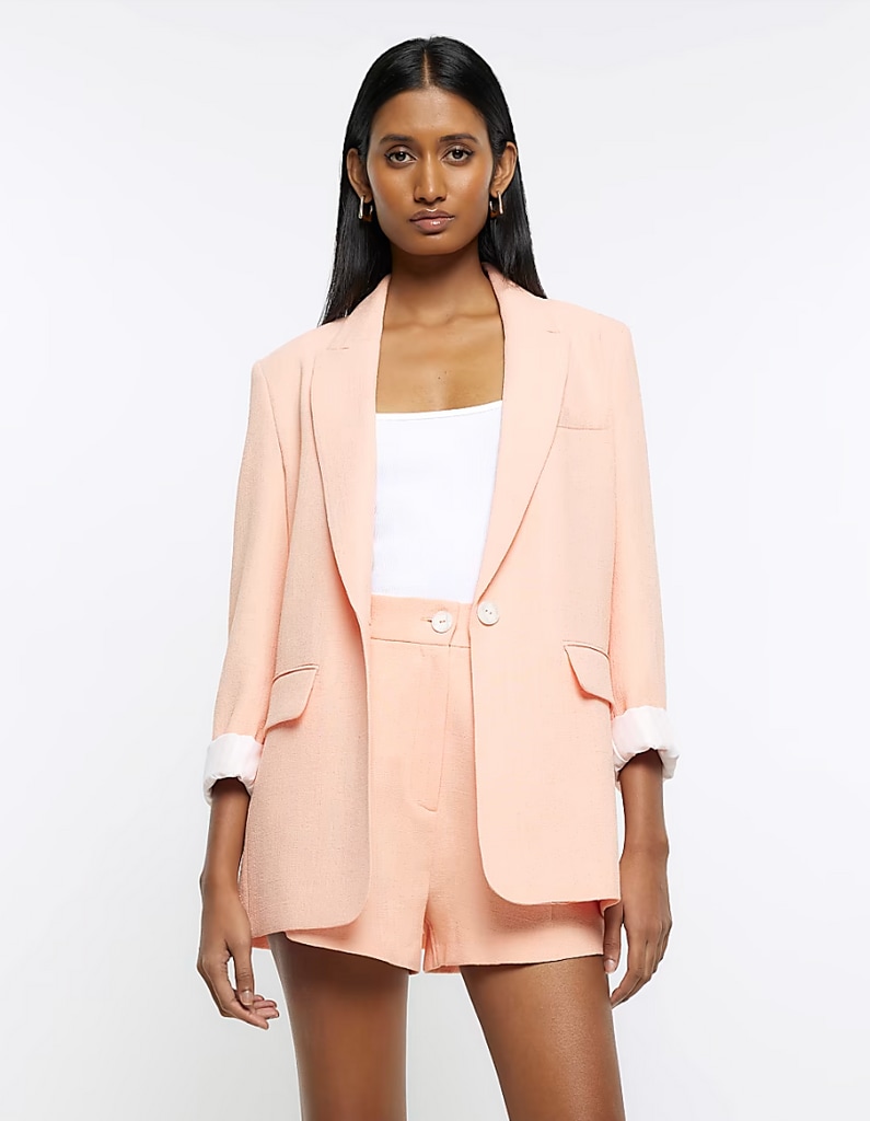 River Island coral shorts suit
