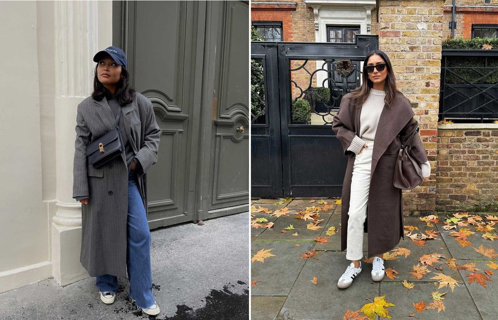 influencers julianakara and cocobeautea wearing long coats