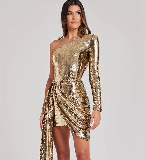 nadine merabi gold dress