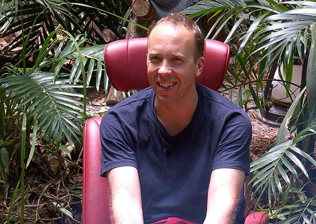 Matt Hancock pictured sitting in his leader chair inside the jungle