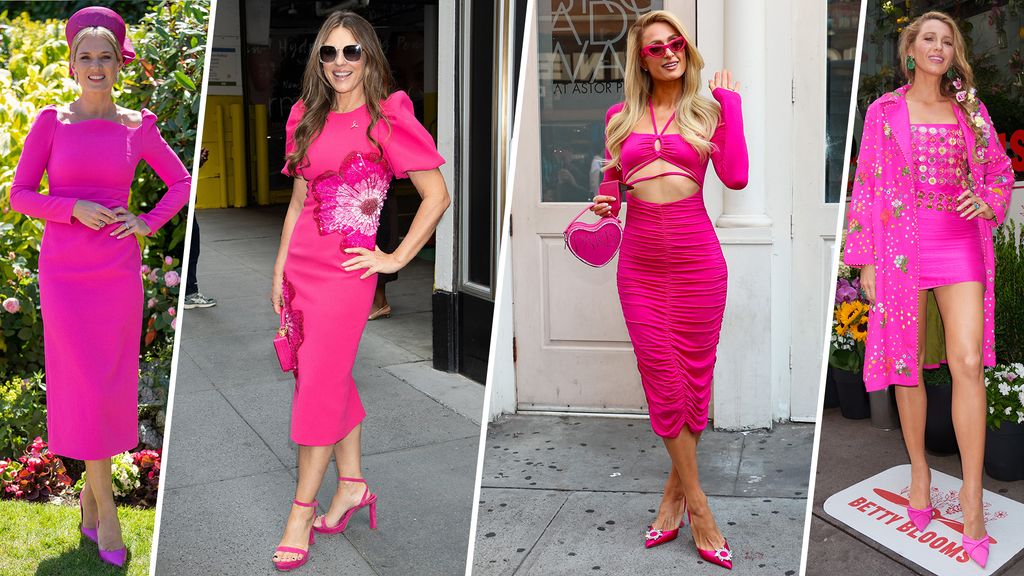 Celebrities wearing hot pink dresses