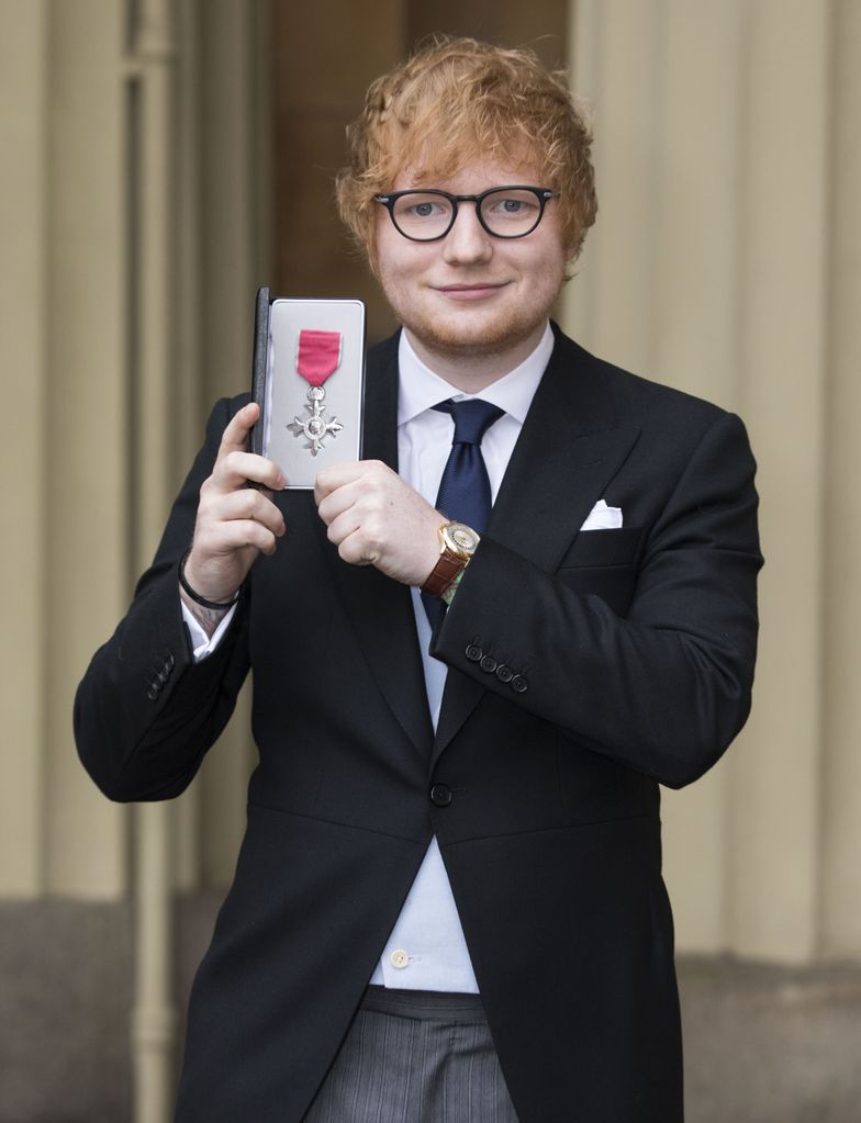 Ed Sheeran receiving his MBE 