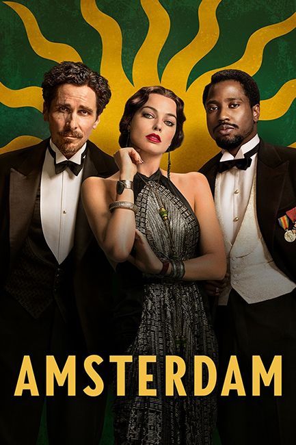 Christian Bale, Margot Robbie, John David Washington on Amsterdam poster