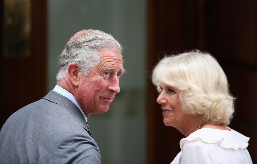 Queen Consort Camilla and King Charles arriving at the Lindo Wing