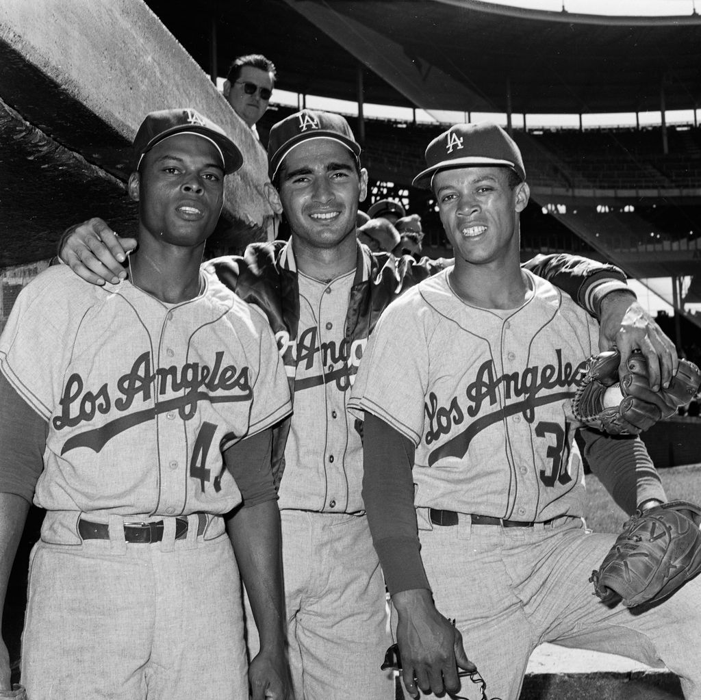 Sandy Koufax, Charlie Neal, and Maury Wills.