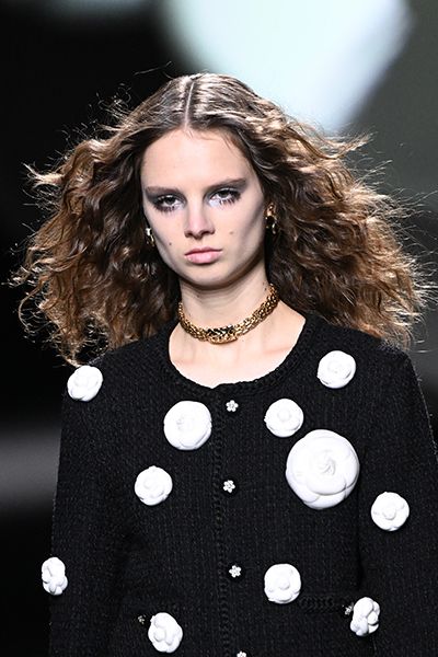 chanel show model with silver eyeshadow
