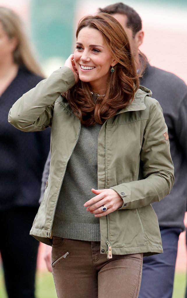 Princess Kate was pictured wearing the Stina Women's jacket from Swedish company Fjällräven during a visit to the Sayers Croft Forest School at the Paddington Recreation Ground in London
