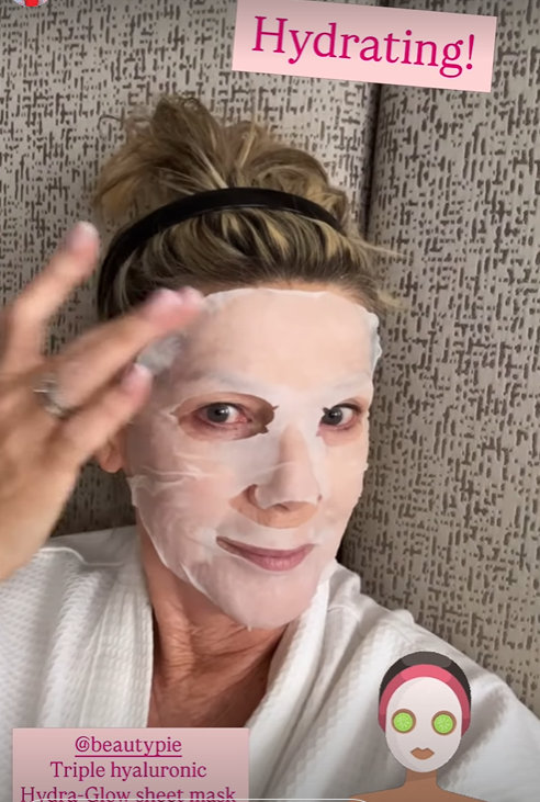 ruth langsford wearing beauty pie sheet mask on instagram