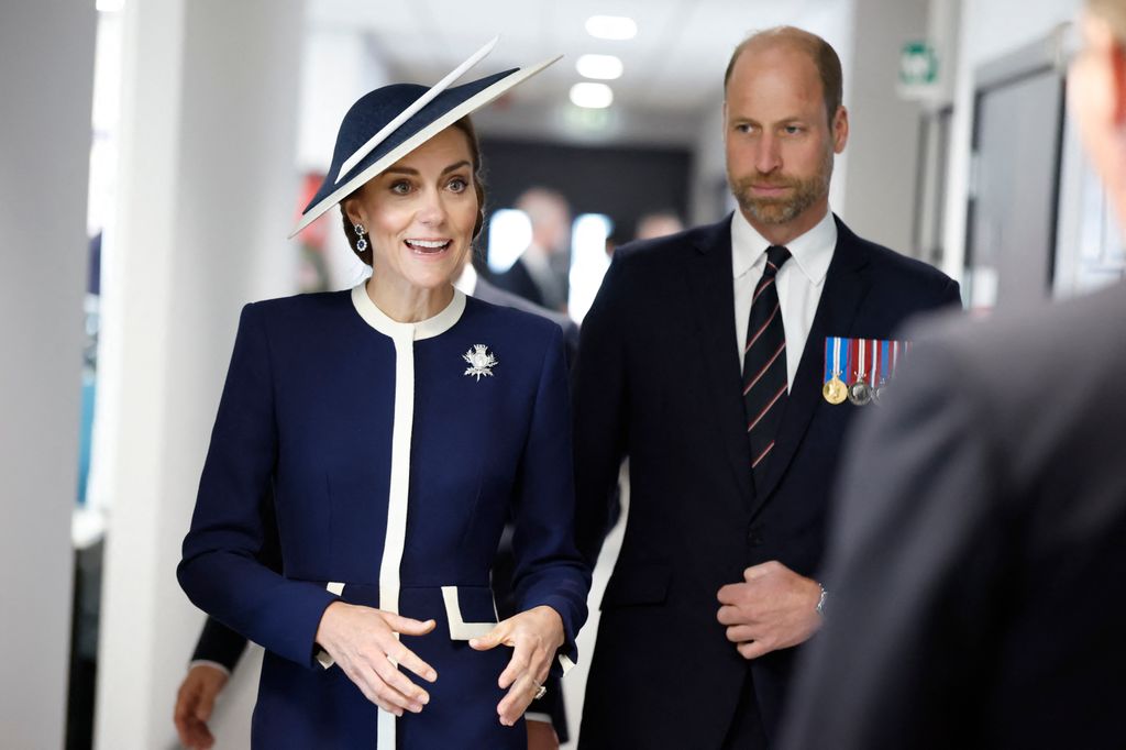 Catherine, Princess of Wales and Britain's Prince William, Prince of Wales attend the naming ceremony for HMS Glasgow, at the BAE Systems shipyard in Scotstoun, Glasgow