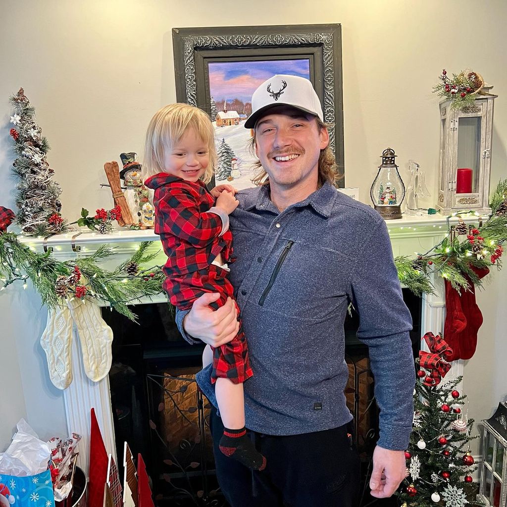 Morgan Wallen with his son, Indigo Wilder at Christmas 