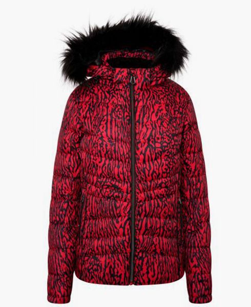 puffer jacket red leopard