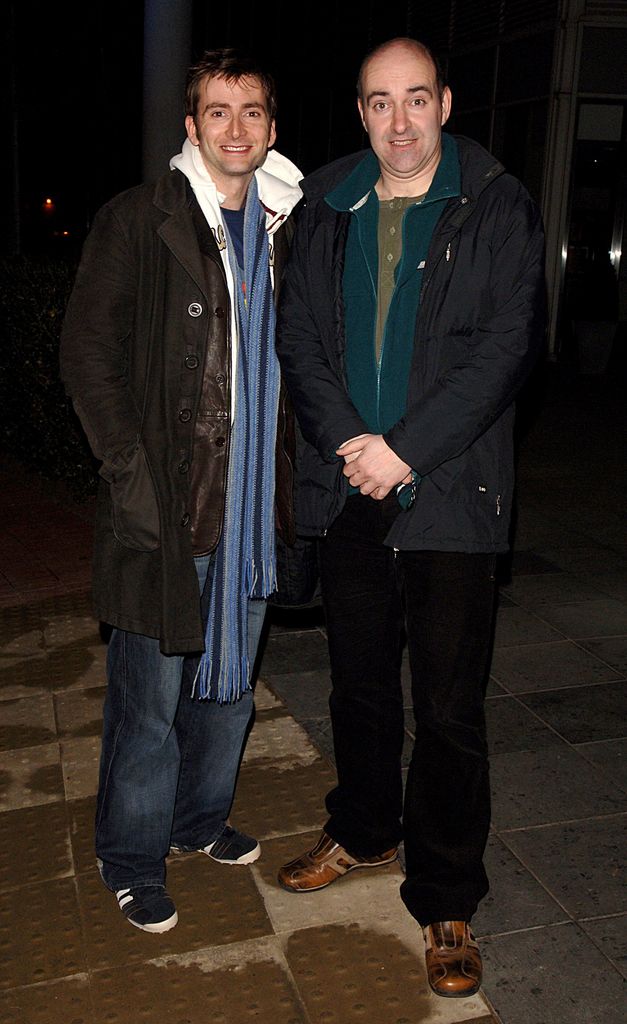 David Tennant standing with Nicholas Briggs