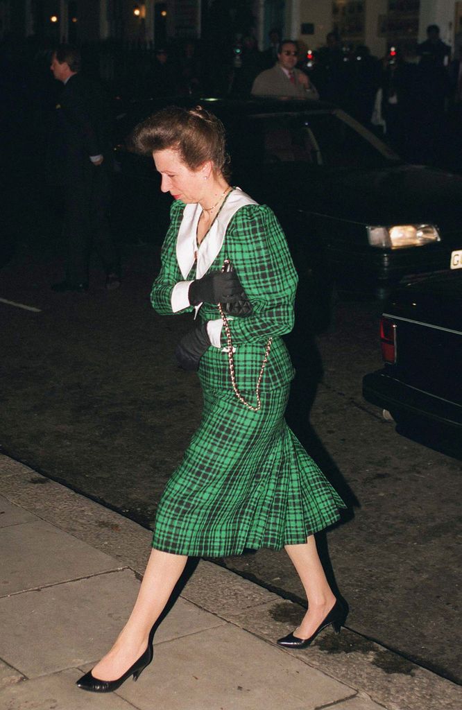 Princess Anne in green tartan dress in 1996