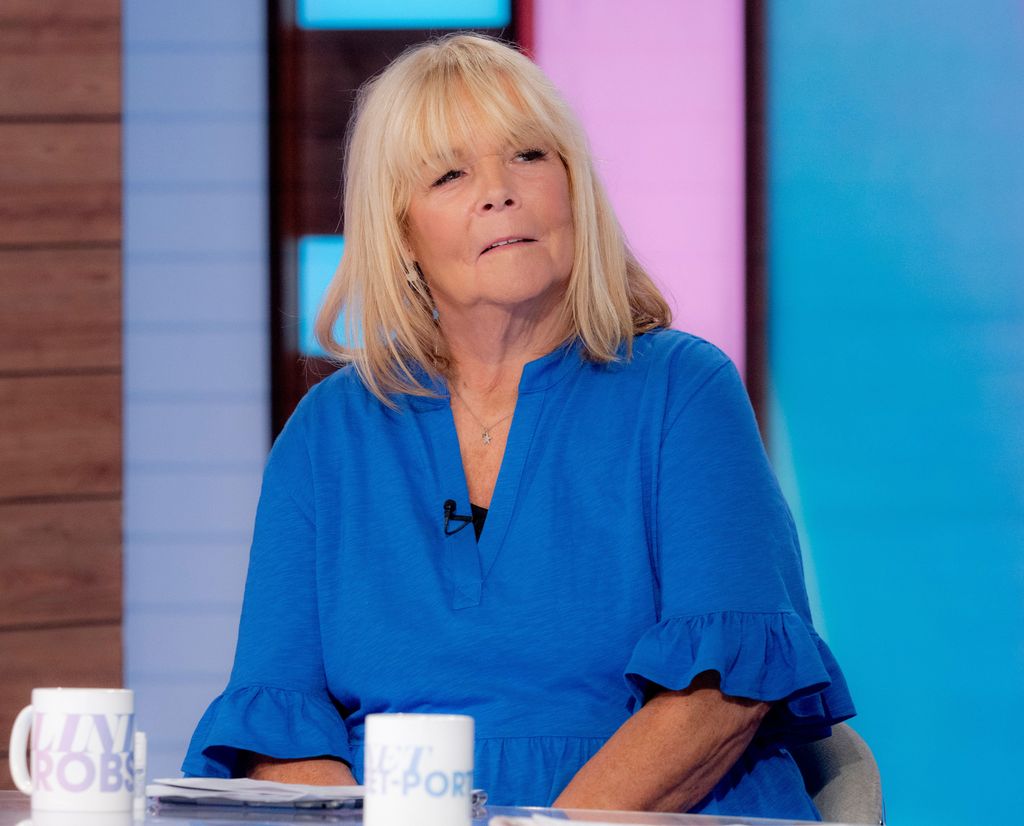 Linda Robson in a blue top on Loose Women