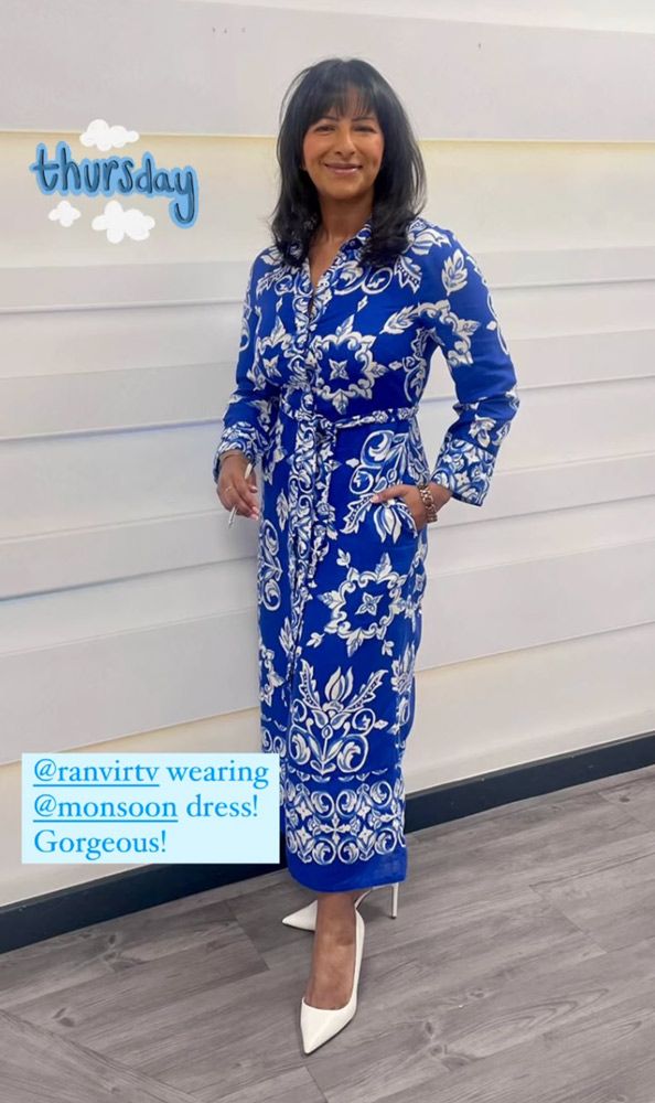 ranvir singh on gmb in blue floral dress 