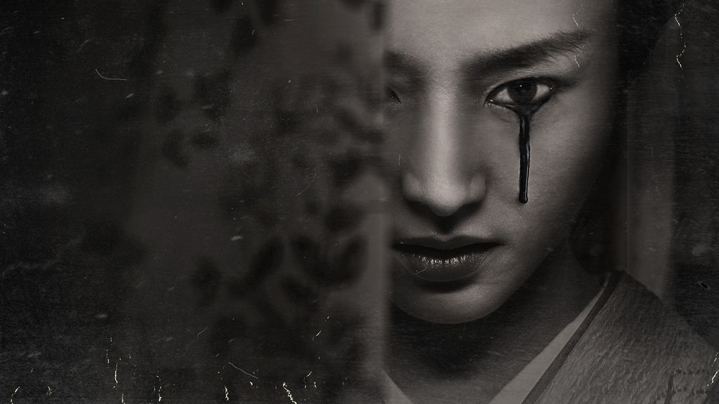 close-up of face crying blood