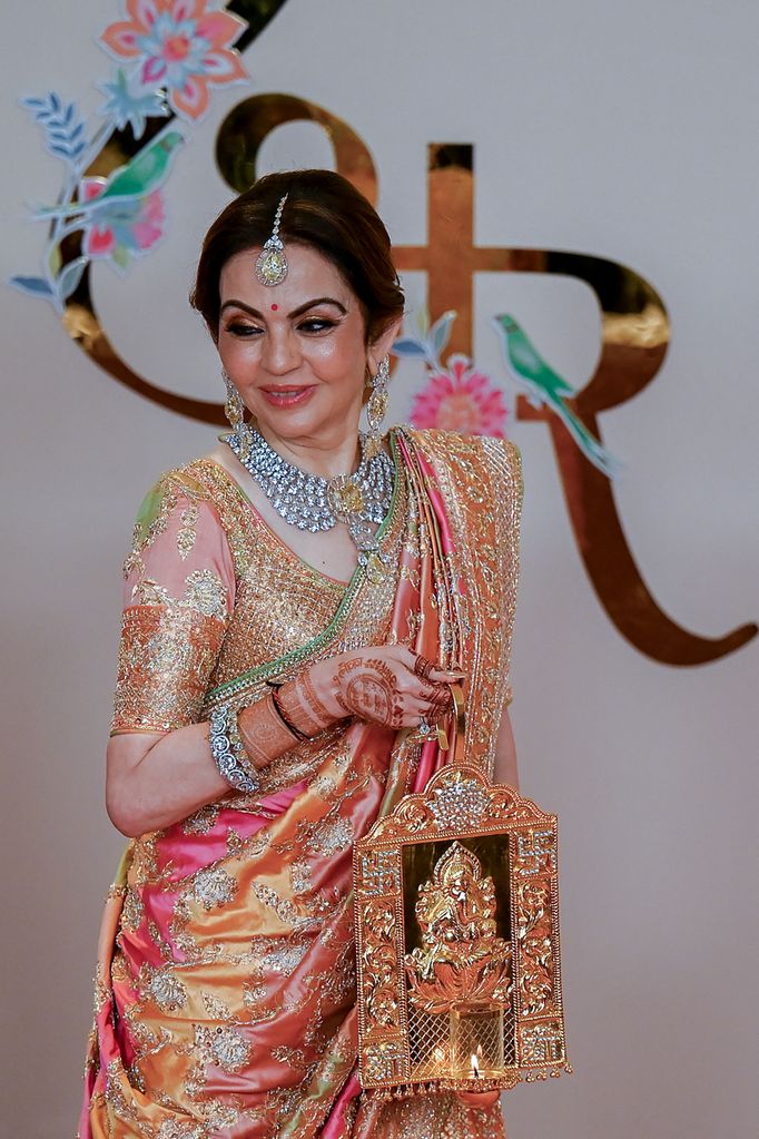 Nita Ambani in coral embellished look