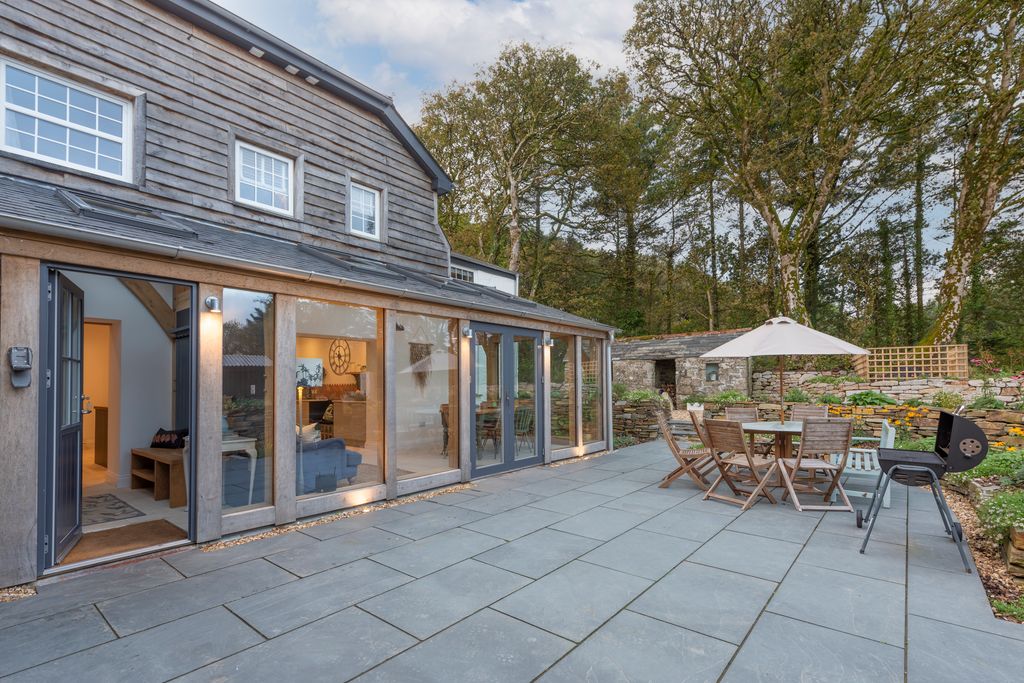 Outdoor dining can be at the front of the rear of the property
