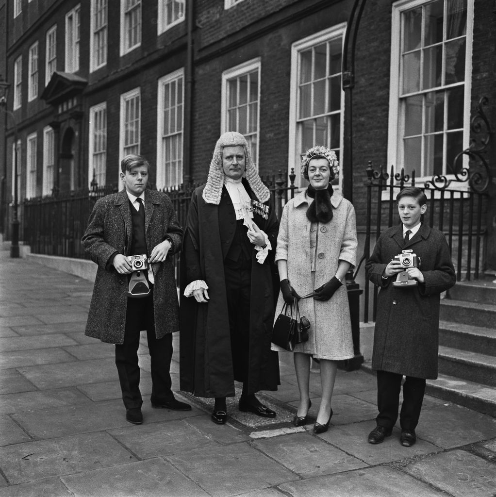Michael Havers pictured with his wife Carol and sons Philip (left) and Nigel Havers as he is made a QC in 1964