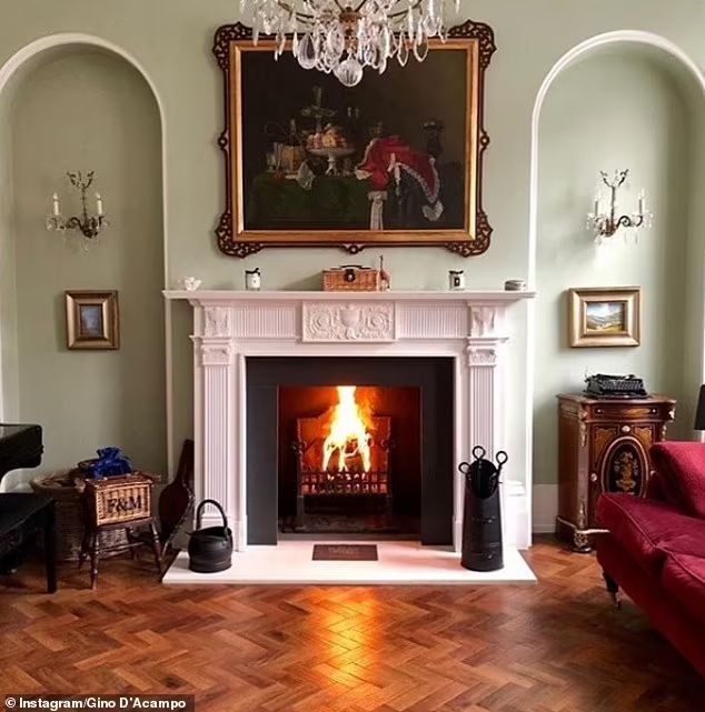 georgian-style living room with fireplace