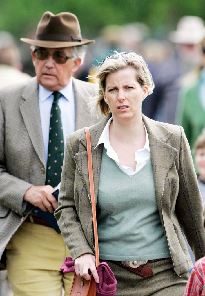 Sophie, the Countess of Wessex with her father Christopher Rhys-Jones behind attends the third day of Royal Windsor Horse Show