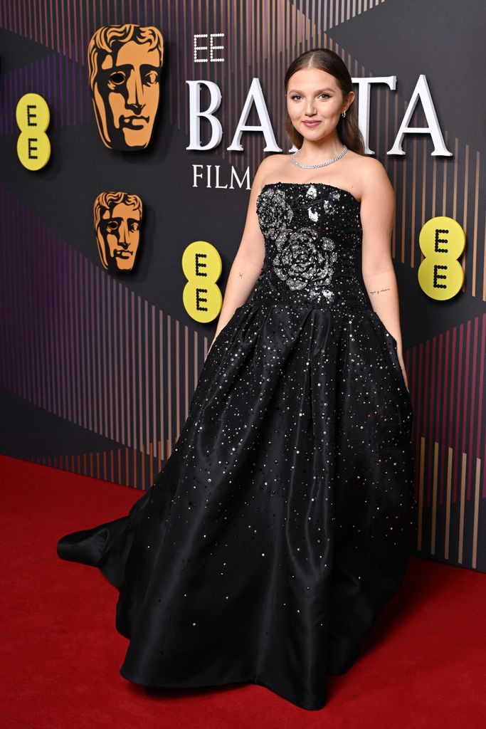 LONDON, ENGLAND - FEBRUARY 18: Mia Mckenna-Bruce attends the EE BAFTA Film Awards 2024 at The Royal Festival Hall on February 18, 2024 in London, England. (Photo by Gareth Cattermole/BAFTA/Getty Images for BAFTA)