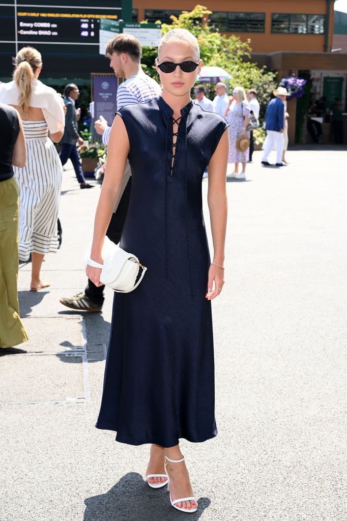 lila moss at wimbledon in blue dress