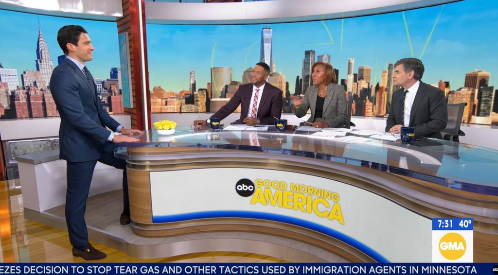 Will Reeve in the GMA studios on his return after his wedding 