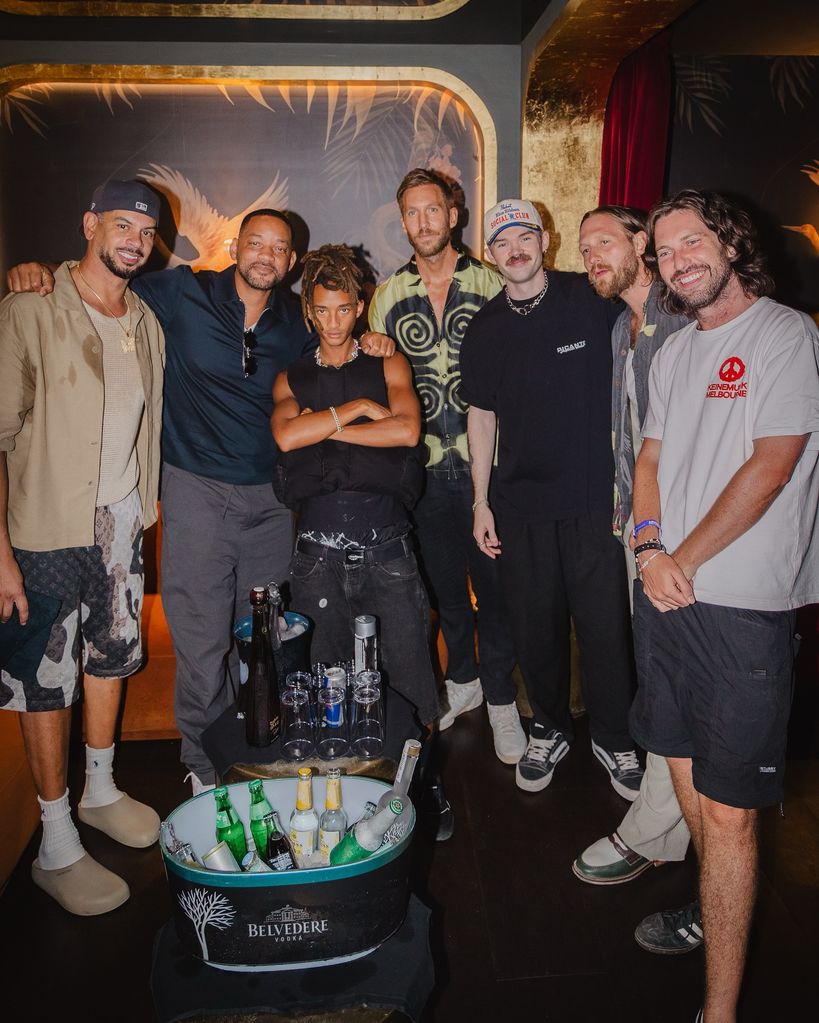 Jaden and Will Smith with Calvin Harris and other DJs in Ibiza