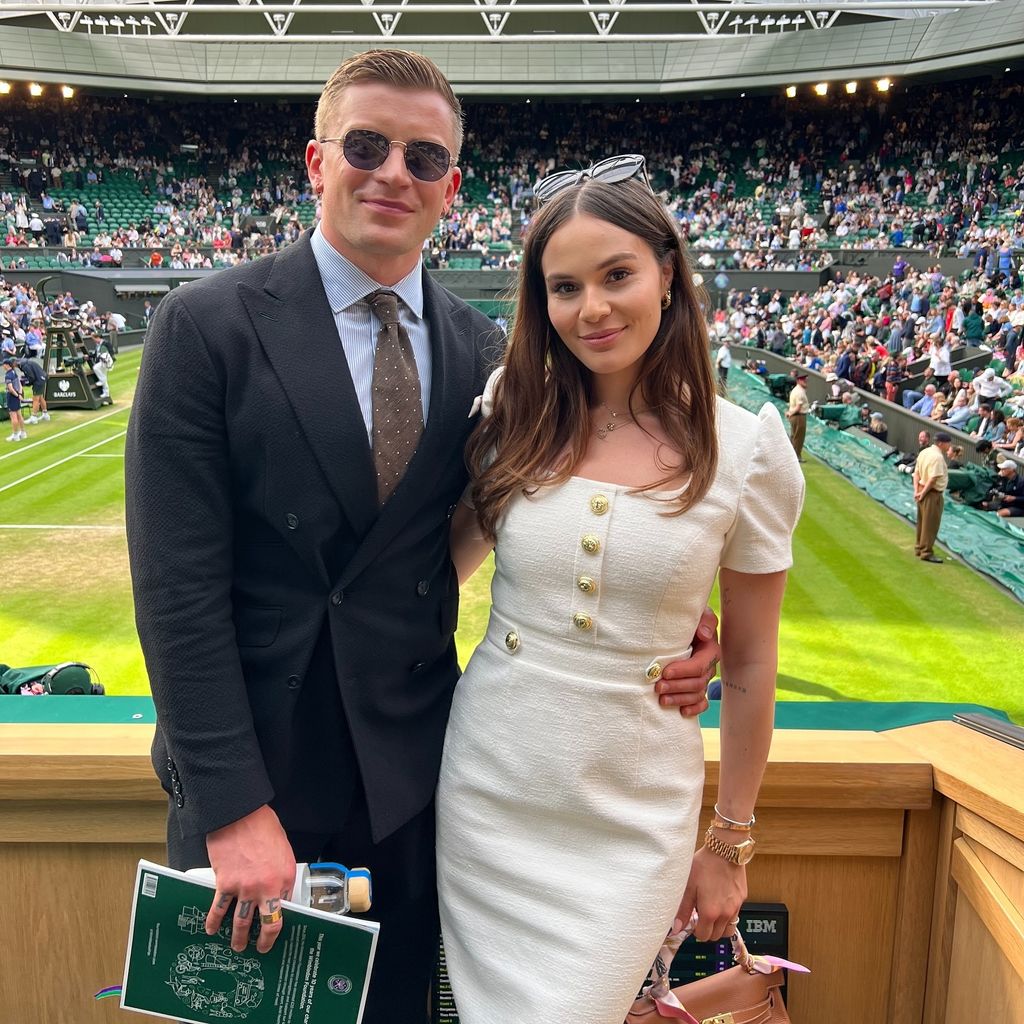 Holly and Adam were seated in the royal box on centre court 