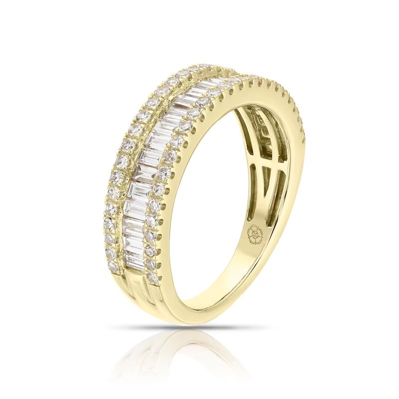 Harriet 14ct Yellow Gold Baguette & Round Triple Row Eternity 1ct Lab Grown Diamond Ring