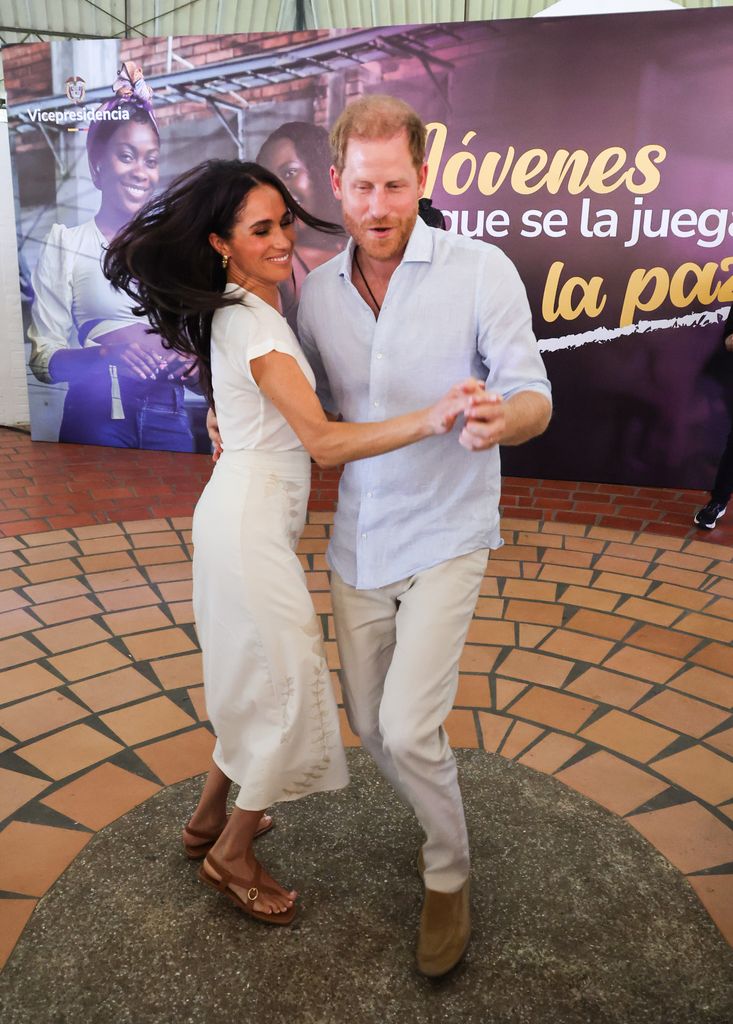 Meghan, Duchess of Sussex and Prince Harry, Duke of Sussex seen at the Unidad Recreativa El Vallado on August 18, 2024 in Cali, Colombia. (Photo by Eric Charbonneau/Archewell Foundation via Getty Images)