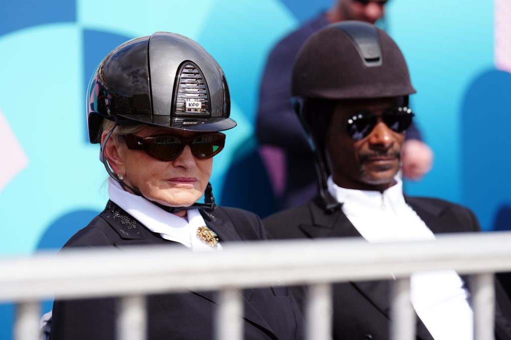 Snoop Dogg and Martha Stewart watching the Dressage Team Grand Prix Special at the Chateau de Versailles on the eighth day of the 2024 Paris Olympic Games in France