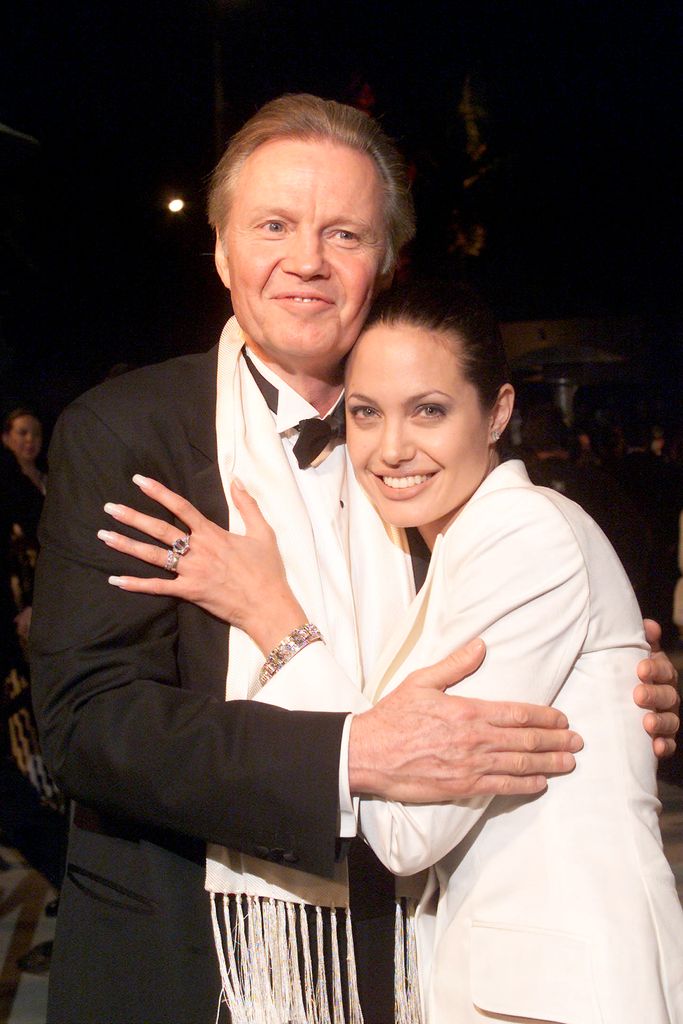 Angelina Jolie with her father Jon Voight at the Vanity Fair Oscar party at Morton's in Beverly Hills, Los Angeles