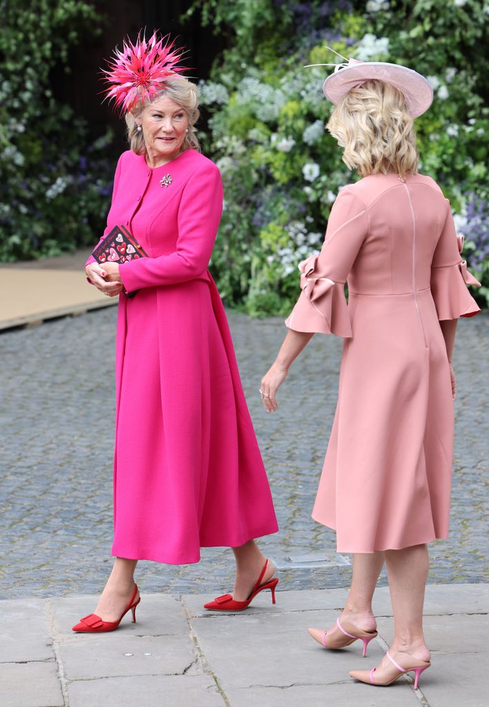 The Duke's mother, Natalia, the Duchess of Westminster rocked a vibrant pink gown and daring red shoes