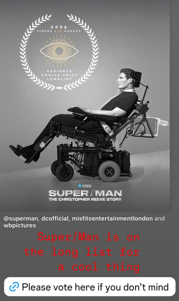 Super/Man has been long-listed for the 2025 Cinema Eye Honors Audience Choice Award