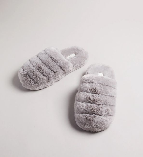 ted baker grey fluffy slippers 