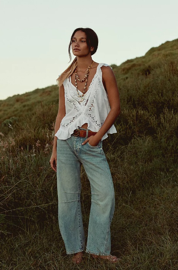 free people barrel jeans.